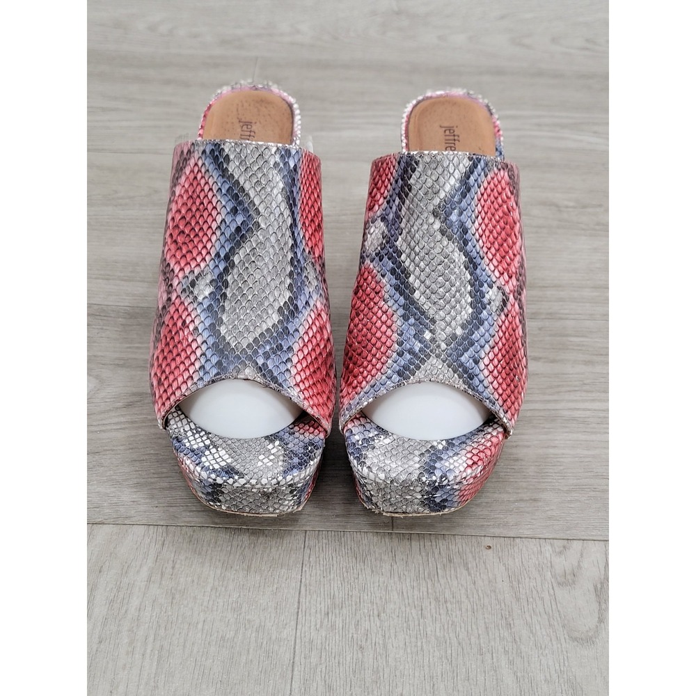 Jeffrey Campbell Pilar Platform Sandals Women's Size 8 Multi Snake Leather Slide